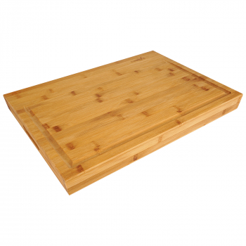 2-1 large solid wood block chopping board & serving board in one bamboo block (approx. 50 x 35 x 5 cm) (natural bamboo)