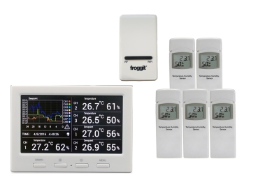 DP1500 Wi-Fi Weather Server USB Dongle incl. 5 x thermo-hygrometer wireless sensor + DL5000 Display unit