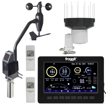 HP1000SE PRO Black Version - Single Sensor Edition - HP1000SE PRO Display incl. indoor sensor + DP40 outdoor temperature/humidity + DP80 PRO rain sensor + DP300 anemometer (new version 2025)