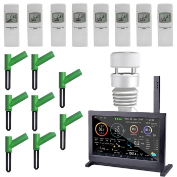 HP2000 PRO Ultra Weather Station WiFi + Live Data Access Worldwide Home Climate Set (includes 8 x DP50 Temperature/Humidity, 8 x DP100 Soil Moisture)