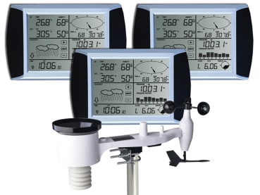 WH1080 SE TRIPLE (3 Displays) Professional Radio Weather Station Solar Touchscreen USB (New Outdoor Mast)