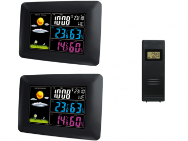 Funk Wetterstation Froggit WS60 TWIN (2 Dispays), Funksensor, Wettervorhersage, Funkuhr, Wecker