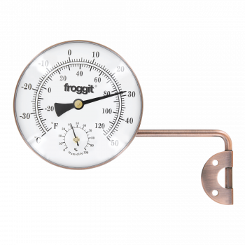 Froggit Retro Metall Thermo-Hygrometer (Kupferdesign) Außenthermometer, Luftfeuchte, Temperatur
