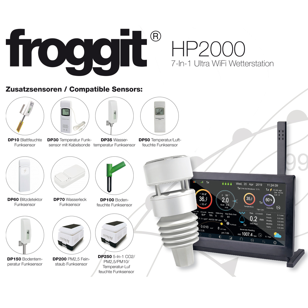 Froggit Wetterstationen Shop - HP2000 7-In-1 Ultra WiFi Wetterstation