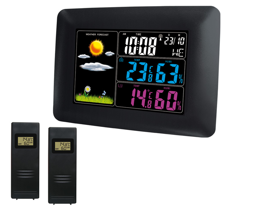 Funk Thermometer mit 3 Funksensoren Digital Luftfeuchte Hygrometer Wetterstation 