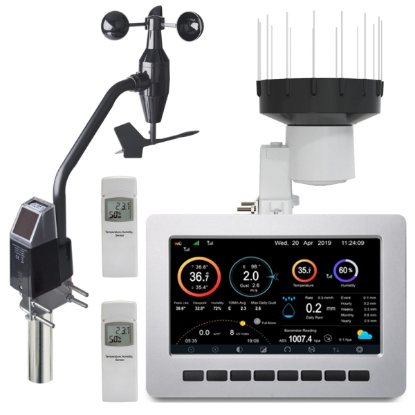 HP1000SE PRO Single Sensor Edition - HP1000SE PRO Display incl. indoor sensor + DP40 outdoor temperature/humidity + DP80 PRO rain sensor + DP300 anemometer (new version 2025)