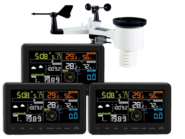 Froggit WH3000 SE PRO TRIPLE (3 Displays) WiFi Internet Radio Weather Station App Ecowitt Server