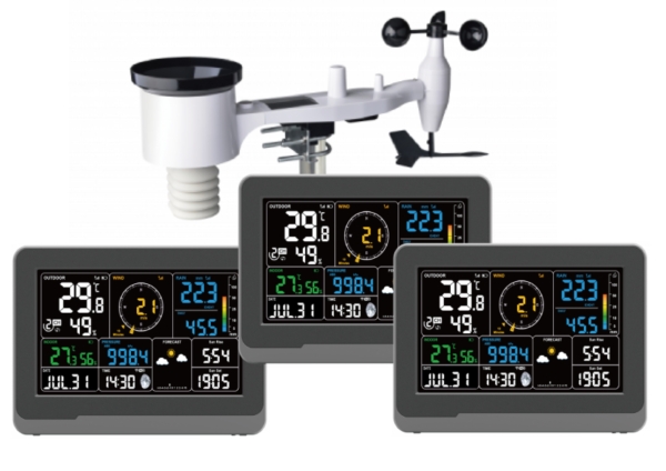 WH5000 Wetterstation mit 3 Displays + WLAN-Datenzugriff + präzise Funkübertragung