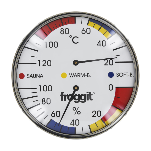 froggit XXL Saunathermometer 16cm Edelstahl Temperatur Luftfeuchte