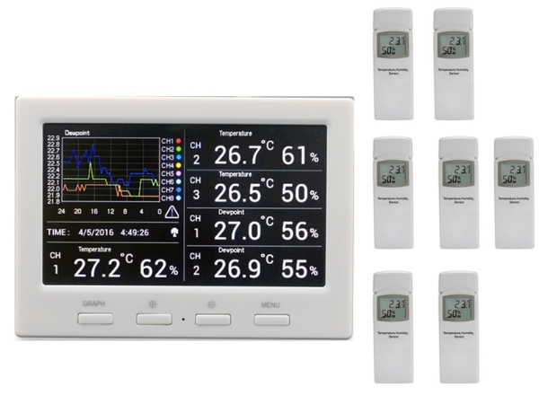 DL5000 Weather Data Logger Thermometer incl. 7 Radio controlled Thermo-Hygrometer Sensors